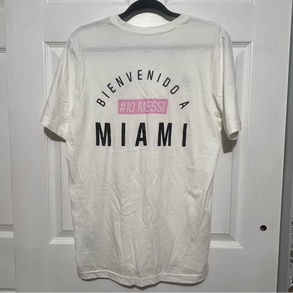 💗 *NWT* Adidas - Men's White Bienvenido a‎ Miami - Messi T-Shirt - Picture 7 of 9
